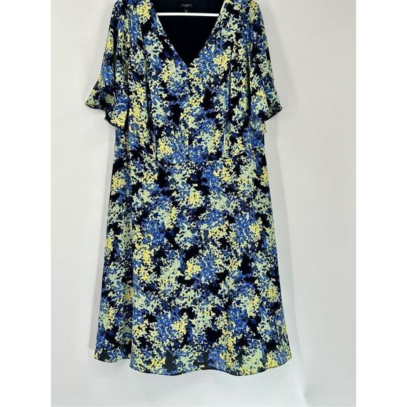 Talbots size 14W short sleeve blue floral midi dress - Picture 2 of 7